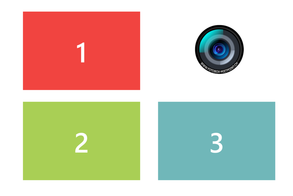 Fotobox Layout Dreier Bild mit Logo